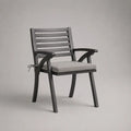 Gartenstuhl mit Armlehnen aus pulverbeschichtetem Aluminium mit Sitzkissen, Anthrazit/Grau, 62 × 65 × 89 cm