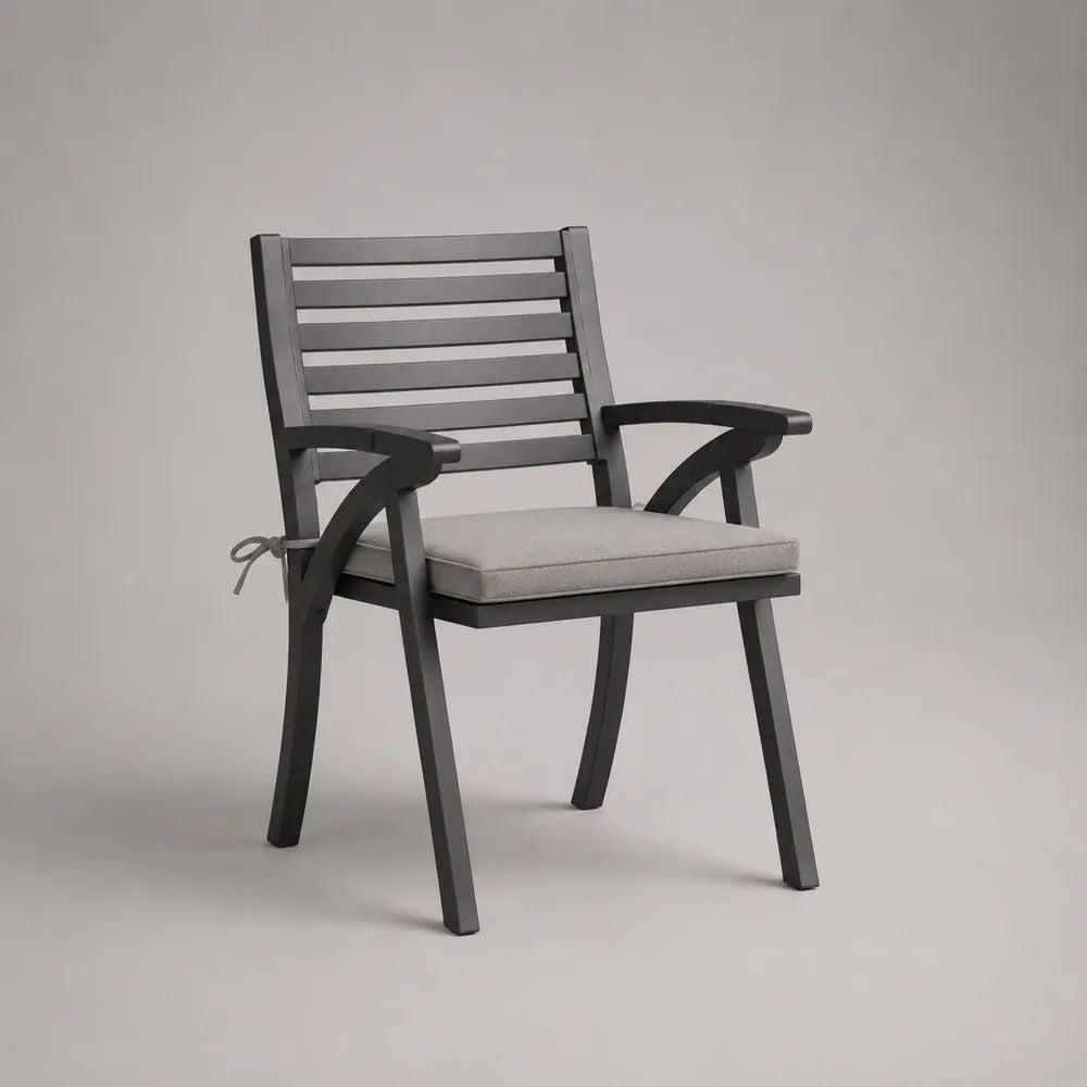 Gartenstuhl mit Armlehnen aus pulverbeschichtetem Aluminium mit Sitzkissen, Anthrazit/Grau, 62 × 65 × 89 cm