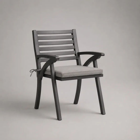 Gartenstuhl mit Armlehnen aus pulverbeschichtetem Aluminium mit Sitzkissen, Anthrazit/Grau, 62 × 65 × 89 cm