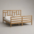 Doppelbett aus massivem Kiefernholz mit Schutzumrandung, Naturbraun, Liegefläche 180 × 200 cm