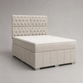 Boxspringbett-Set mit Matratze und Topper, Stoffbezug, Beige/Weiß, Liegefläche 160 × 200 cm