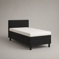 Boxspringbett mit Matratze und Polyesterbezug, Liegefläche 90 x 200 cm, Schwarz/Weiß