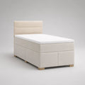 Boxspringbett 90 x 200 cm mit Matratze und Topper, Stoffbezug, Beige/Weiß/Natur