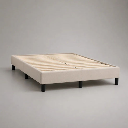 Polsterbett aus Stoff mit Lattenrost, Beige, Liegefläche 160 × 200 cm